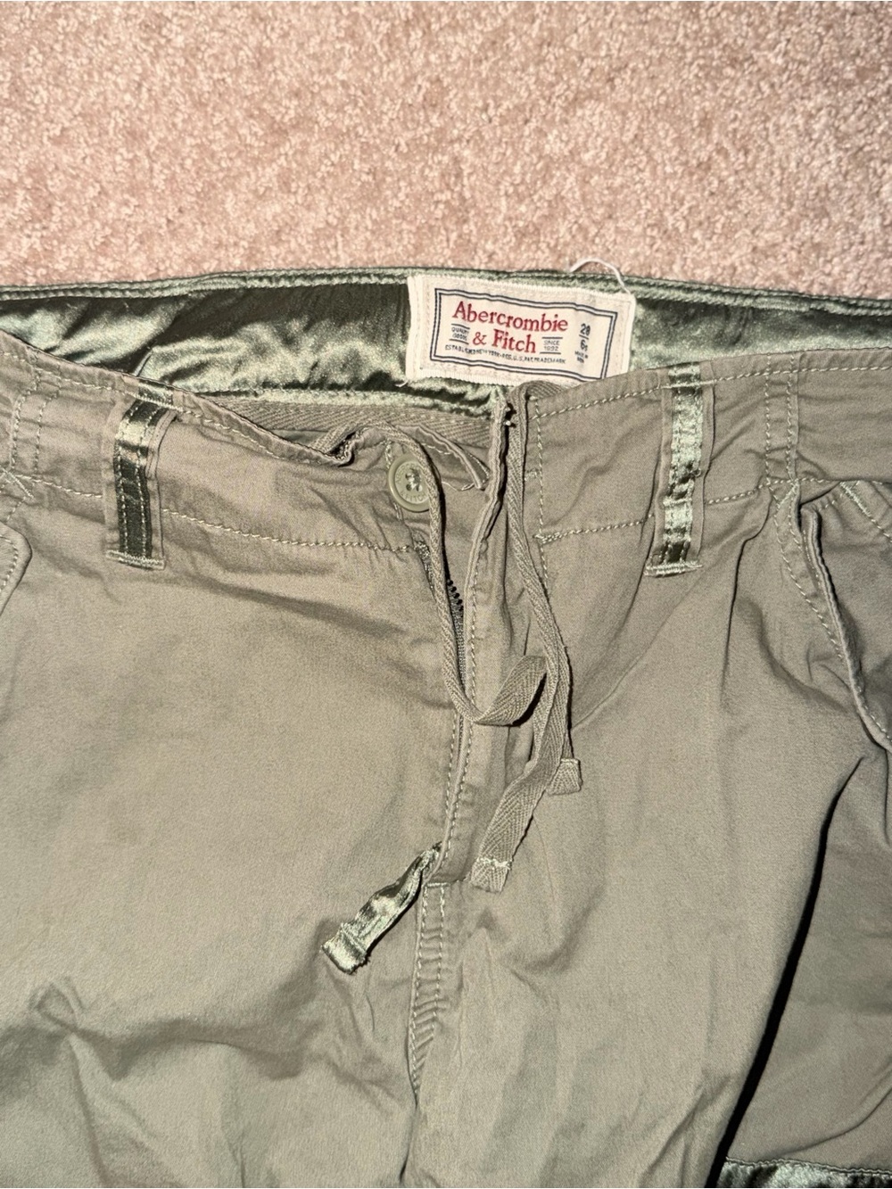 Abercrombie & Fitch Olive Drawstring Cargo Pants